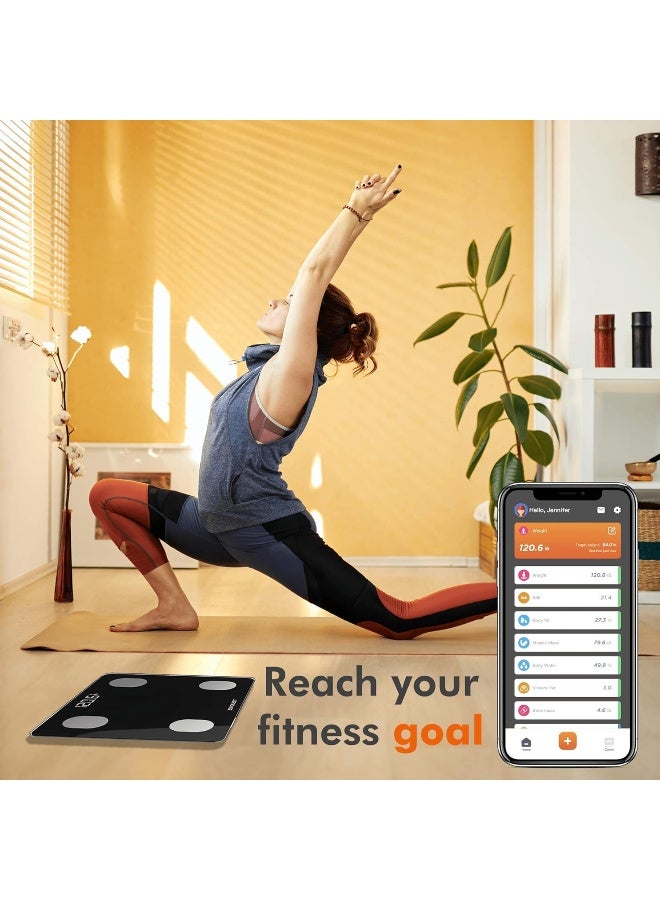 Konquest Premium Smart Digital Bathroom Scale, Wireless Bluetooth, BMI, Body Weight, Body Fat, Body Composition Analyzer with Smartphone App (400 lbs) - Black - Image 3
